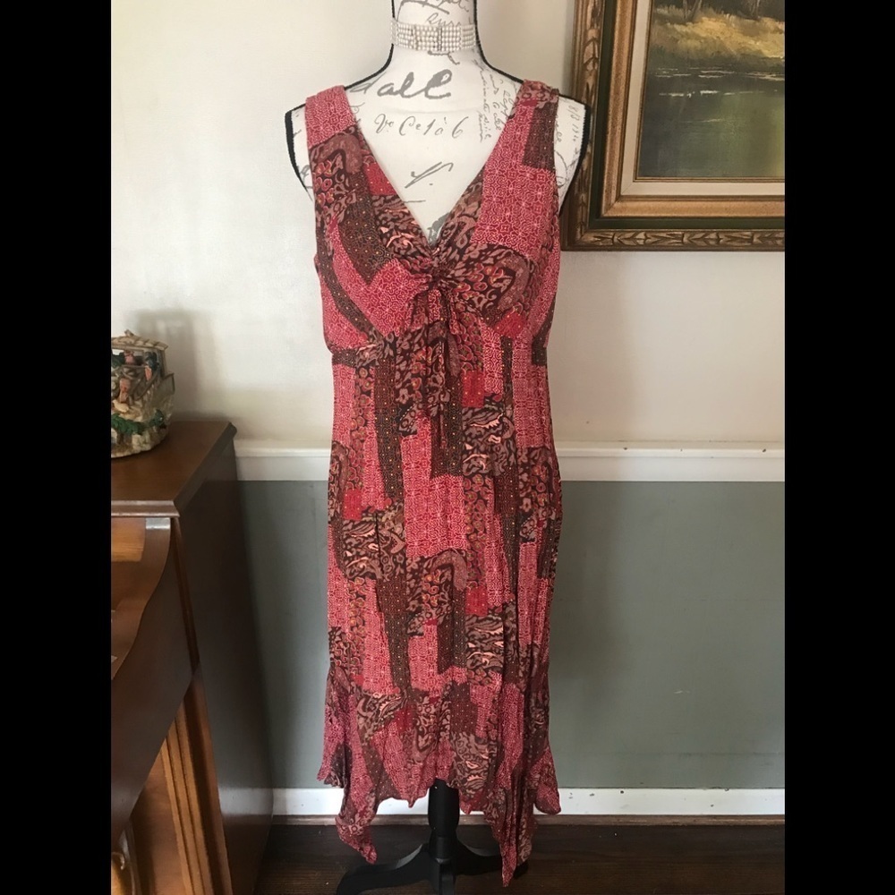 Women’s Sleeveless Rayon Midi V-neck Dress